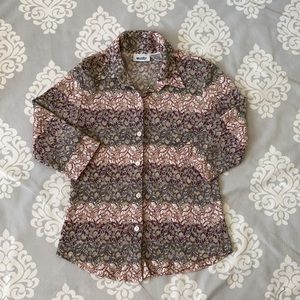 Units - Button Up Lace Striped Blouse